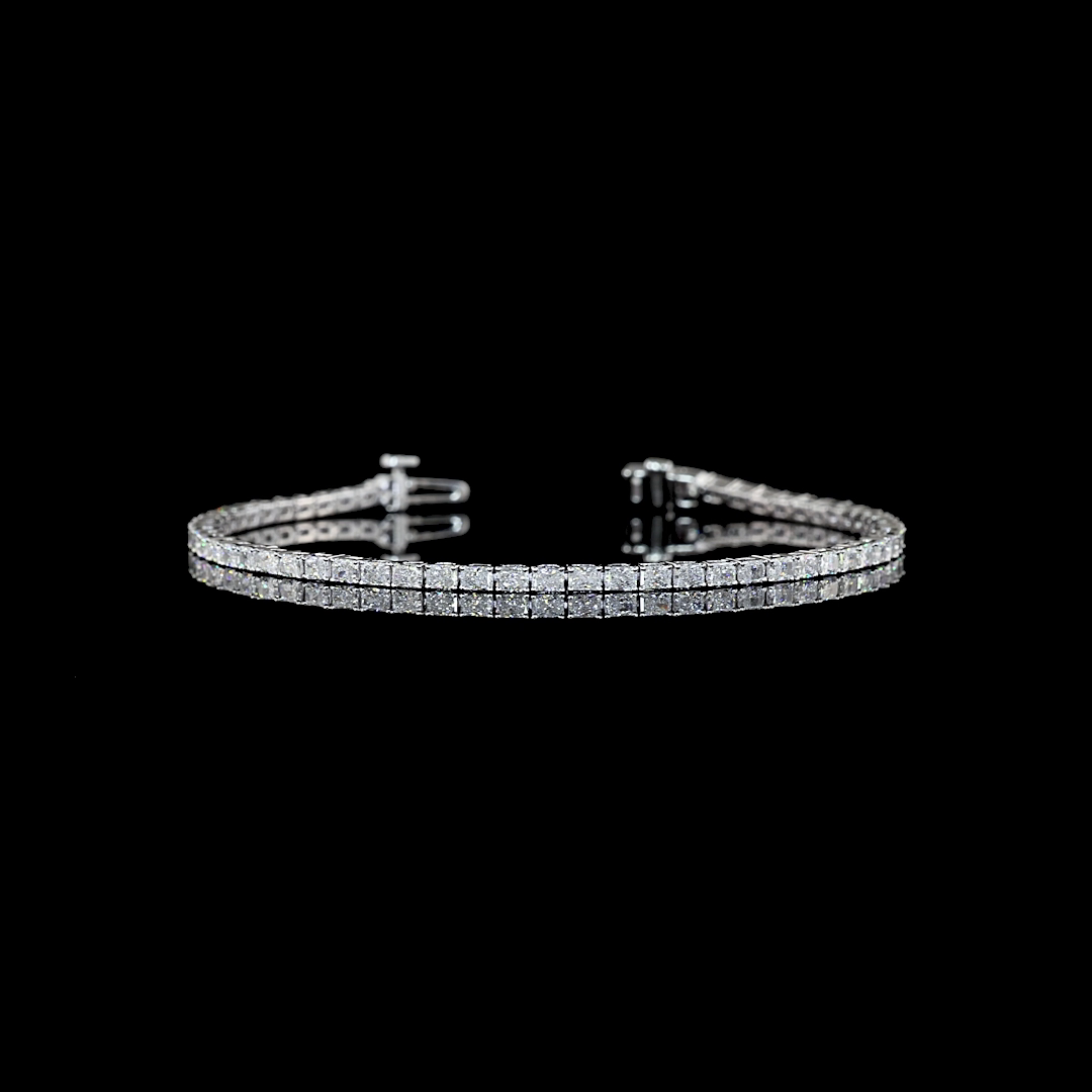 Lab-Grown 2.99 Carat Radiant E-VS Diamond 14K White Gold Tennis Bracelet