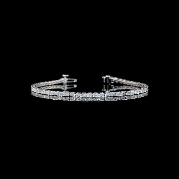 Lab-Grown 2.99 Carat Radiant E-VS Diamond 14K White Gold Tennis Bracelet