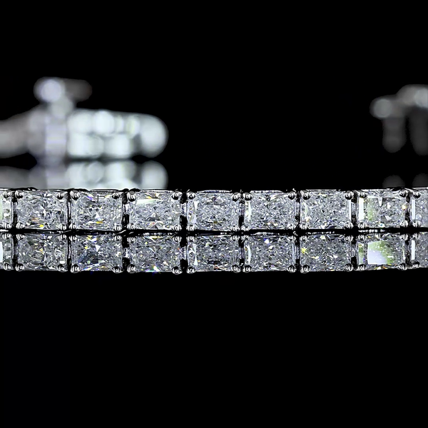 Lab-Grown 2.99 Carat Radiant E-VS Diamond 14K White Gold Tennis Bracelet