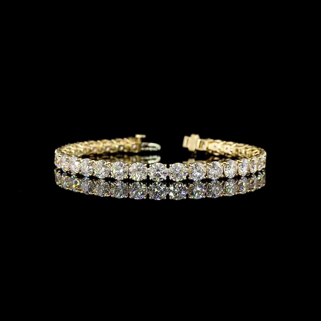 Lab-Grown 17.34 Carat Round - Diamond 14K Yellow Gold Tennis Bracelet