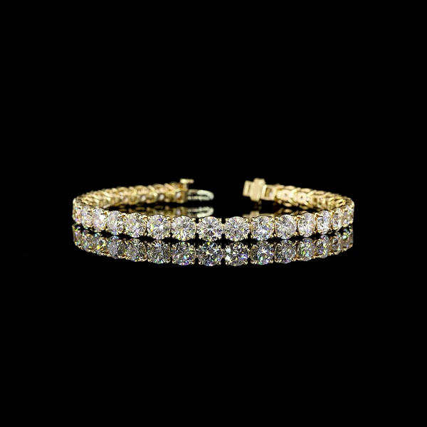 Lab-Grown 17.34 Carat Round - Diamond 14K Yellow Gold Tennis Bracelet