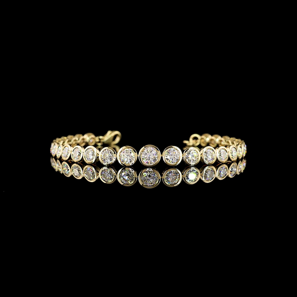Lab-Grown 6.17 Carat Round E-VS Diamond 14K Yellow Gold Riviera Bracelet