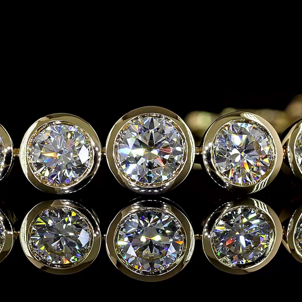 Lab-Grown 6.17 Carat Round E-VS Diamond 14K Yellow Gold Riviera Bracelet