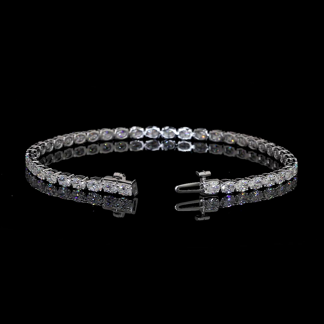 Lab-Grown 4.9 Carat Oval F-VS2 Diamond 14K White Gold Tennis Bracelet