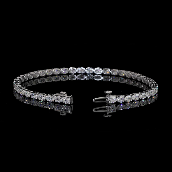 Lab-Grown 4.9 Carat Oval F-VS2 Diamond 14K White Gold Tennis Bracelet