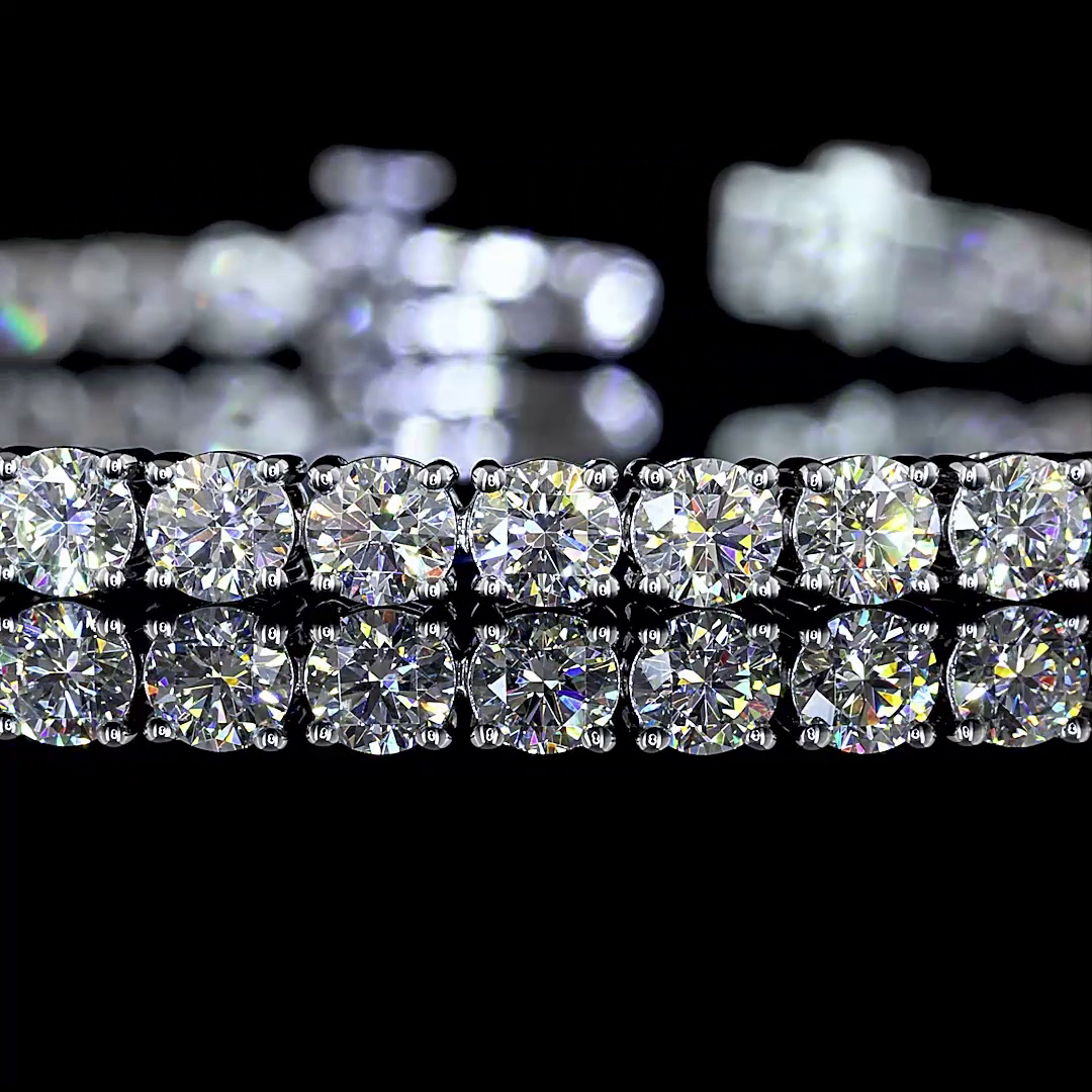 Lab-Grown 5.21 Carat Round E-VS Diamond 14K White Gold Tennis Bracelet