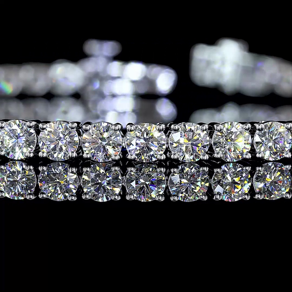 Lab-Grown 5.21 Carat Round E-VS Diamond 14K White Gold Tennis Bracelet