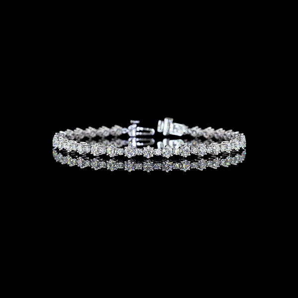 Lab-Grown 5.02 Carat Round E-VS Diamond 14K White Gold Station Line Tennis Brace