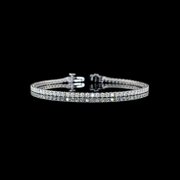 Lab-Grown 2.96 Carat Round E-VS Diamond 14K White Gold Tennis Bracelet