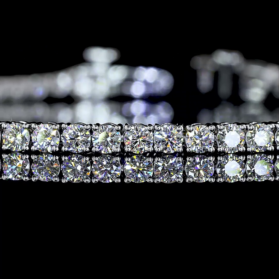 Lab-Grown 2.96 Carat Round E-VS Diamond 14K White Gold Tennis Bracelet