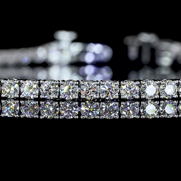 Lab-Grown 2.96 Carat Round E-VS Diamond 14K White Gold Tennis Bracelet