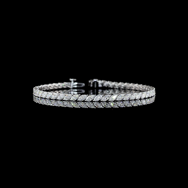 Lab-Grown 5.52 Carat Marquise E-VS Diamond 14K White Gold Tennis Bracelet