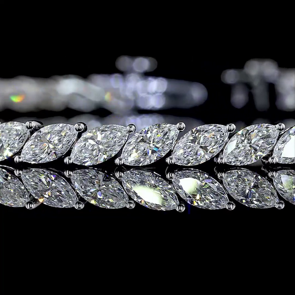 Lab-Grown 5.52 Carat Marquise E-VS Diamond 14K White Gold Tennis Bracelet