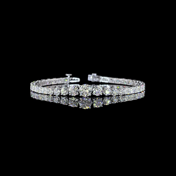 Lab-Grown 10.71 Carat MIX D-VVS1 Diamond 14K White Gold Riviera Bracelet