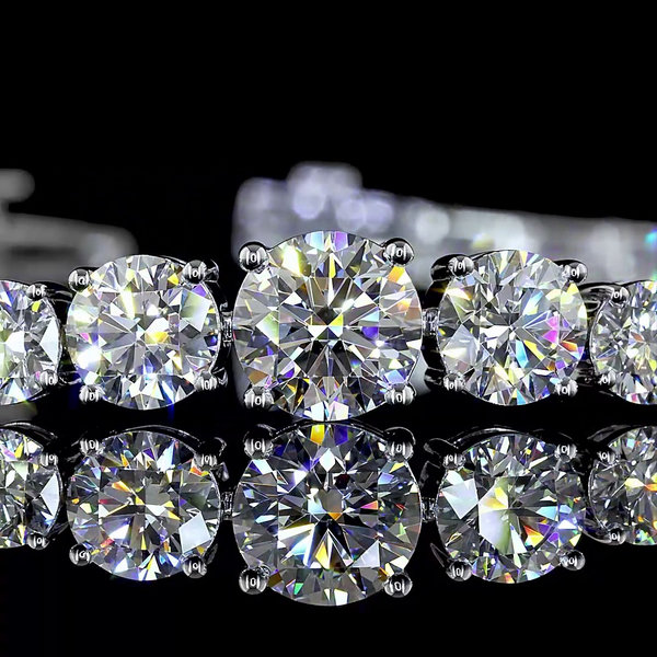 Lab-Grown 10.71 Carat MIX D-VVS1 Diamond 14K White Gold Riviera Bracelet