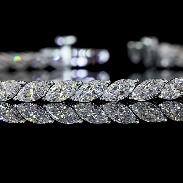 Lab-Grown 5.09 Carat Marquise E-VS Diamond 14K White Gold Tennis Bracelet