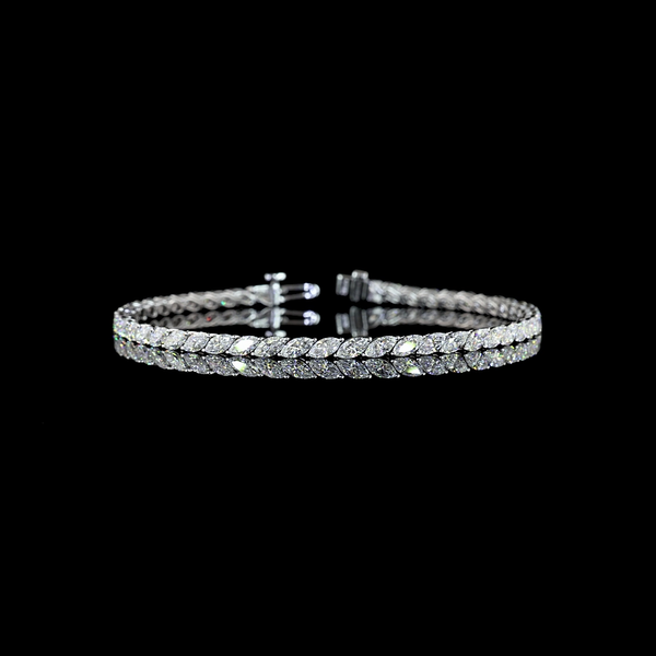 Lab-Grown 5.15 Carat Marquise E-VS Diamond 14K White Gold Tennis Bracelet