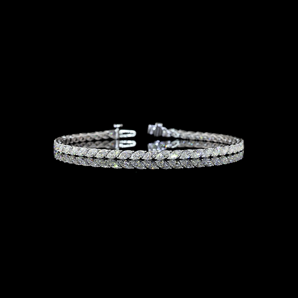 Lab-Grown 5.04 Carat Marquise E-VS Diamond 14K White Gold Tennis Bracelet