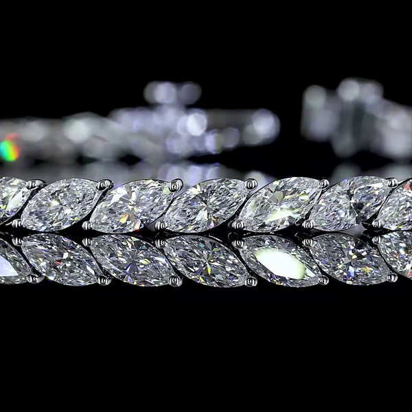 Lab-Grown 5.04 Carat Marquise E-VS Diamond 14K White Gold Tennis Bracelet