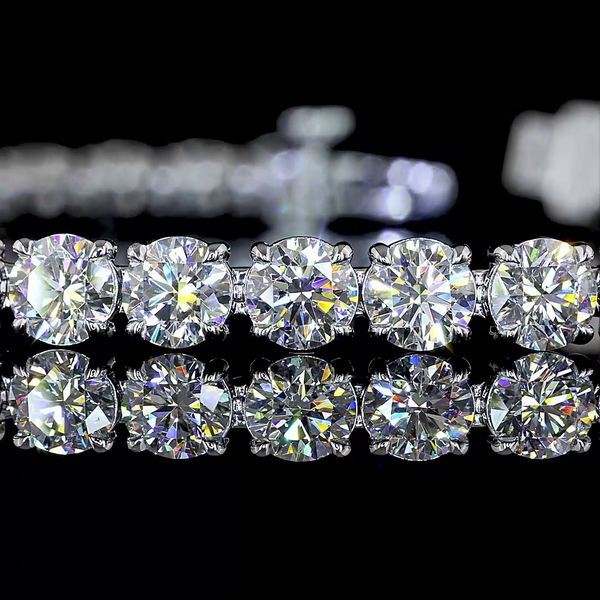 Lab-Grown 9.9 Carat Round E-VS Diamond 14K White Gold Tennis Bracelet