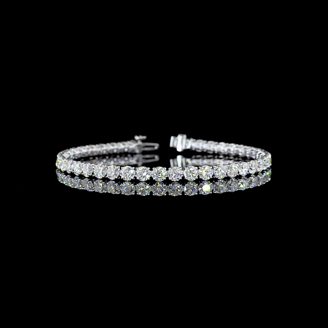Lab-Grown 9.71 Carat Round E-VS Diamond 14K White Gold Tennis Bracelet