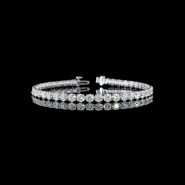 Lab-Grown 9.71 Carat Round E-VS Diamond 14K White Gold Tennis Bracelet