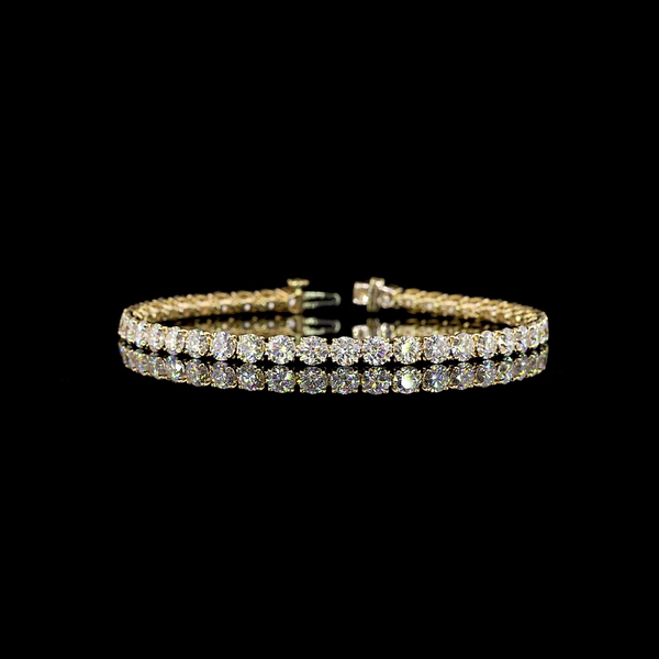 Lab-Grown 9.9 Carat Round E-VS1 Diamond 14K Yellow Gold Tennis Bracelet
