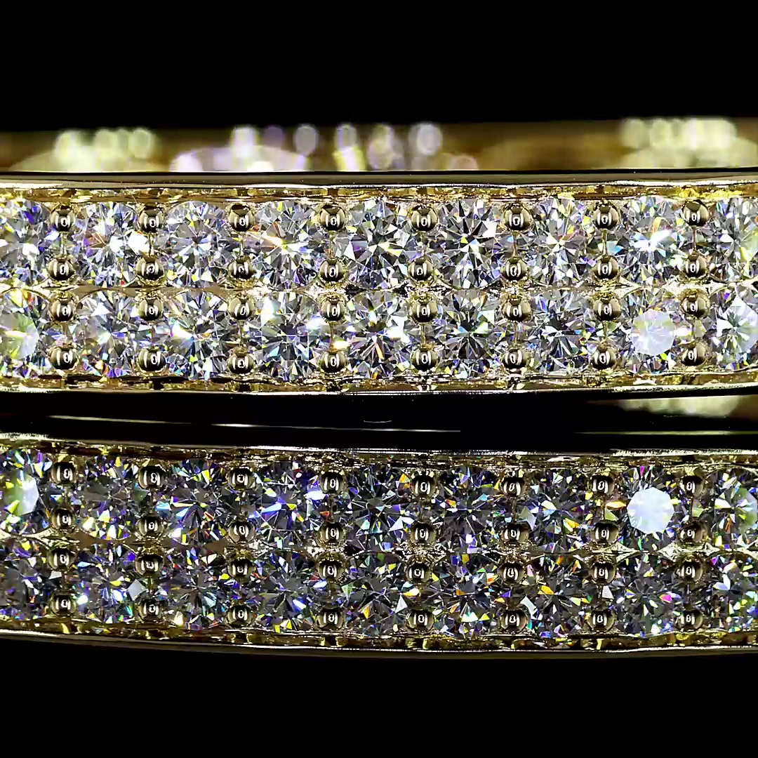 Lab-Grown 3.57 Carat Round E-F-VS Diamond 14K Yellow Gold Bangles Bracelet