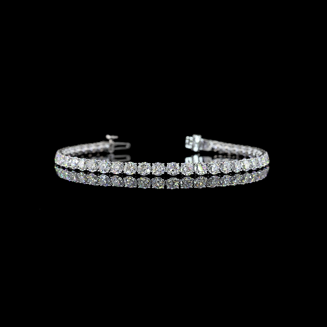 Lab-Grown 7.74 Carat Round E-VS Diamond 14K White Gold Tennis Bracelet