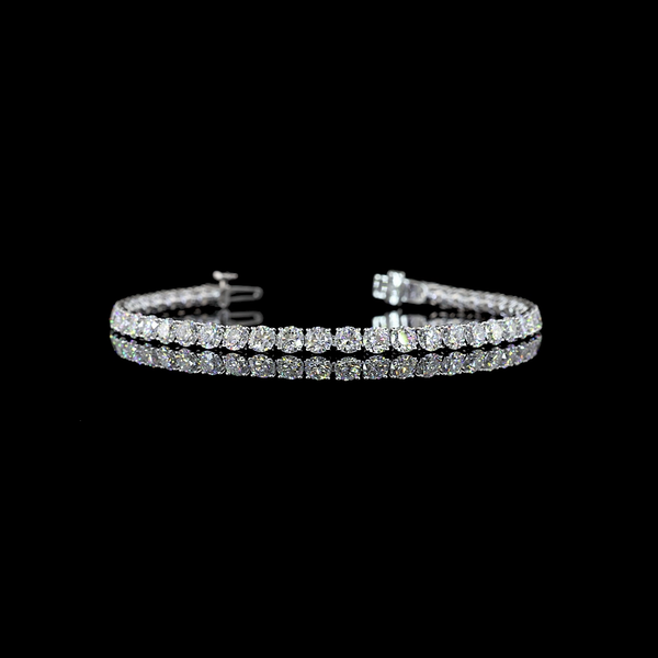 Lab-Grown 7.74 Carat Round E-VS Diamond 14K White Gold Tennis Bracelet