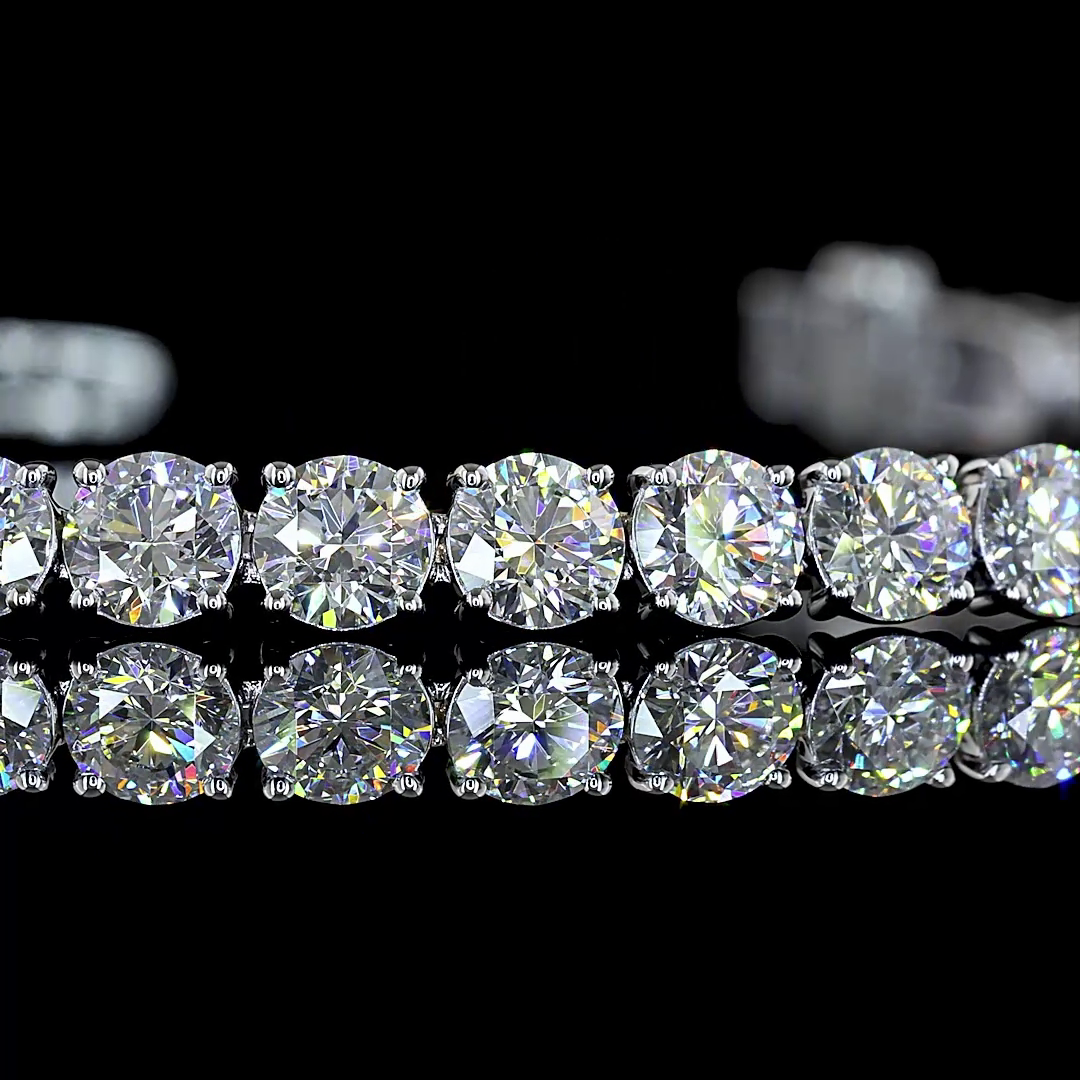 Lab-Grown 7.74 Carat Round E-VS Diamond 14K White Gold Tennis Bracelet