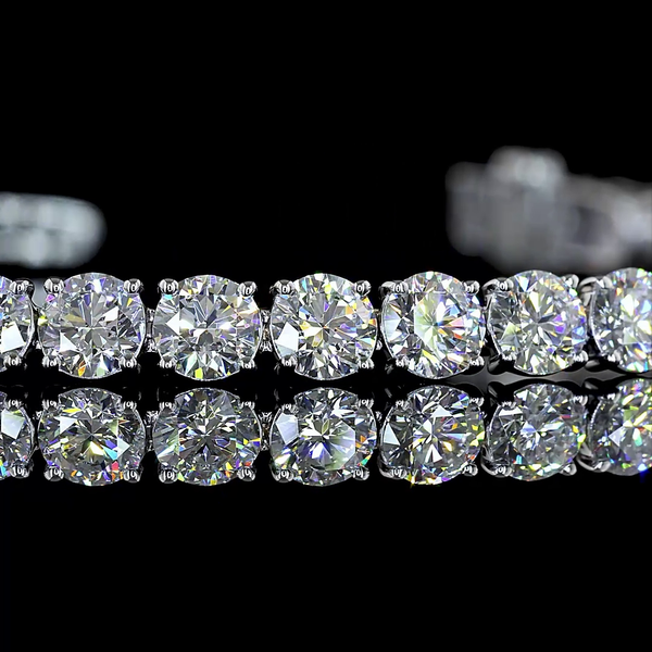 Lab-Grown 7.74 Carat Round E-VS Diamond 14K White Gold Tennis Bracelet