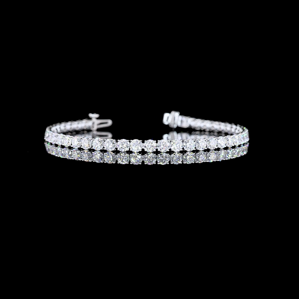 Lab-Grown 7.78 Carat Round E-VS Diamond 14K White Gold Tennis Bracelet