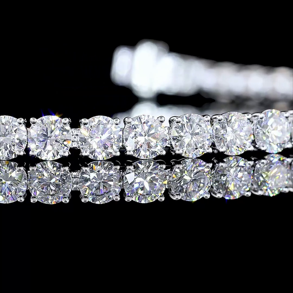 Lab-Grown 7.78 Carat Round E-VS Diamond 14K White Gold Tennis Bracelet
