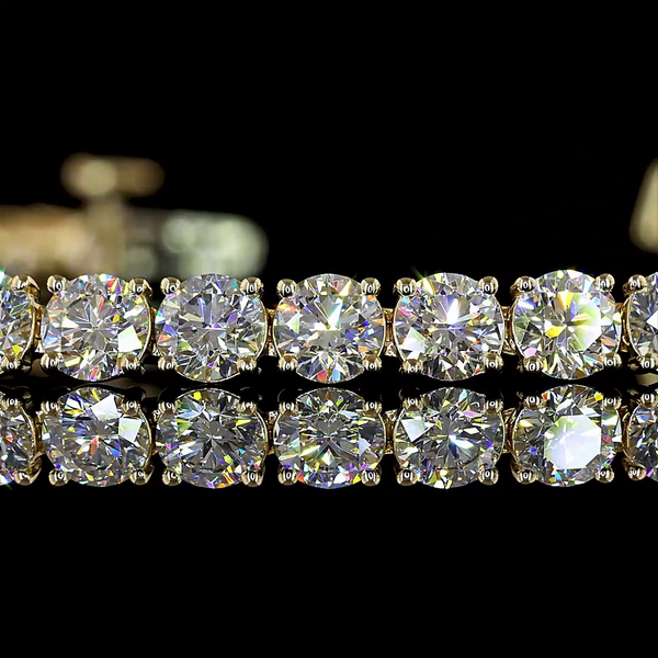 Lab-Grown 7.66 Carat Round E-VS Diamond 14K Yellow Gold Tennis Bracelet