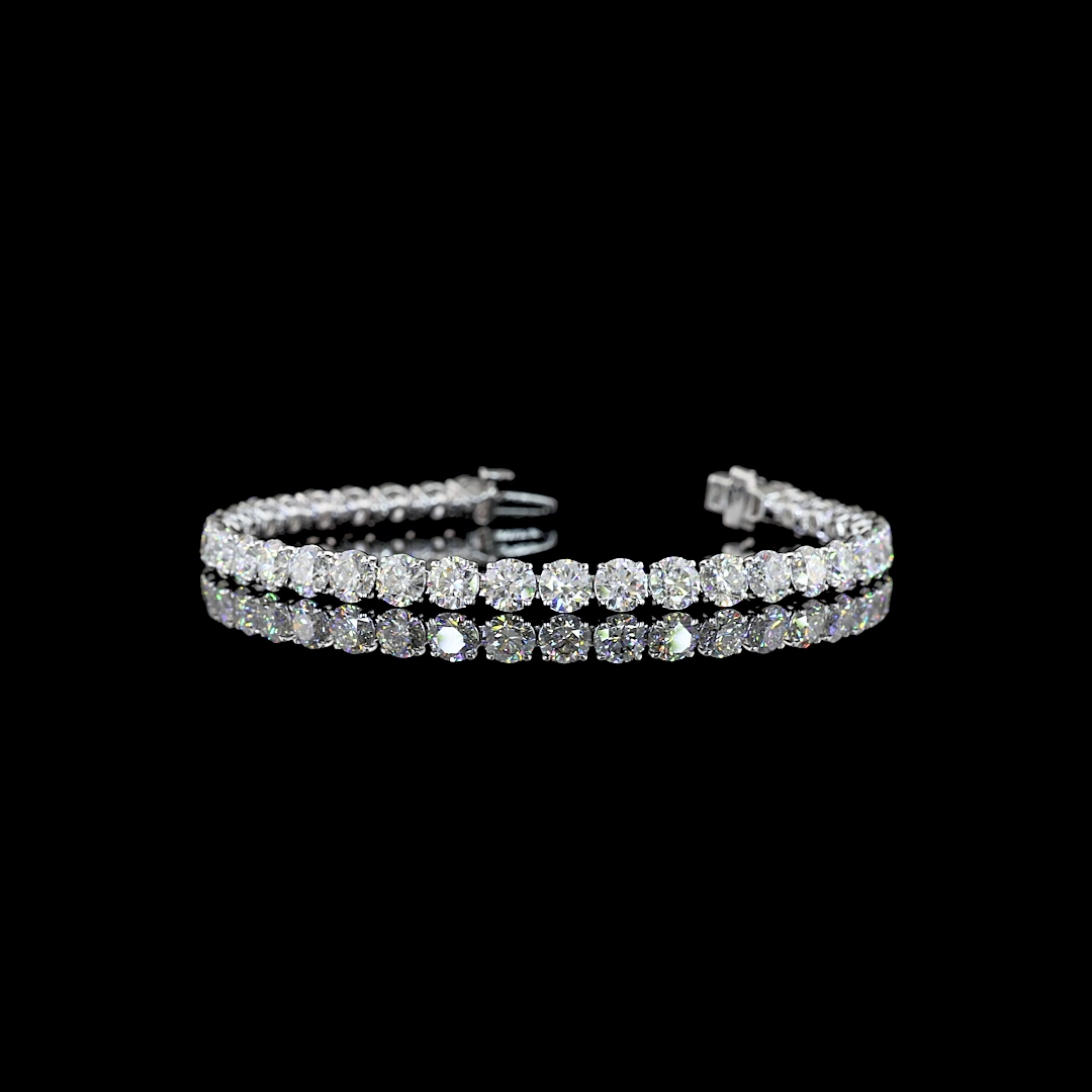 Lab-Grown 12.02 Carat Round E-VS Diamond 14K White Gold Tennis Bracelet