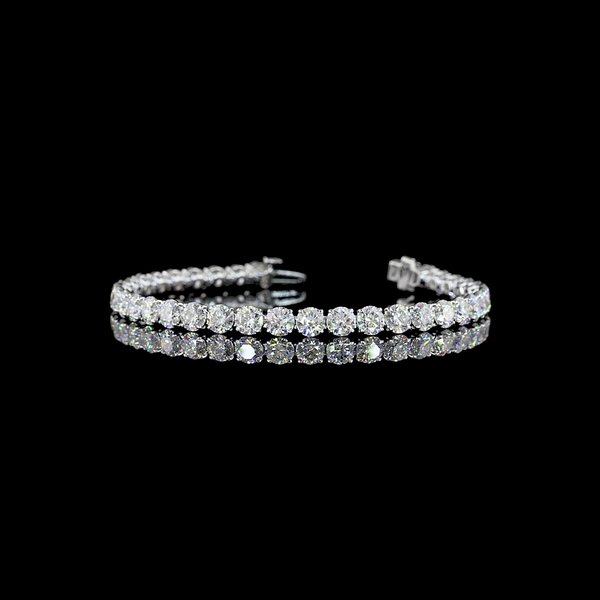 Lab-Grown 12.02 Carat Round E-VS Diamond 14K White Gold Tennis Bracelet