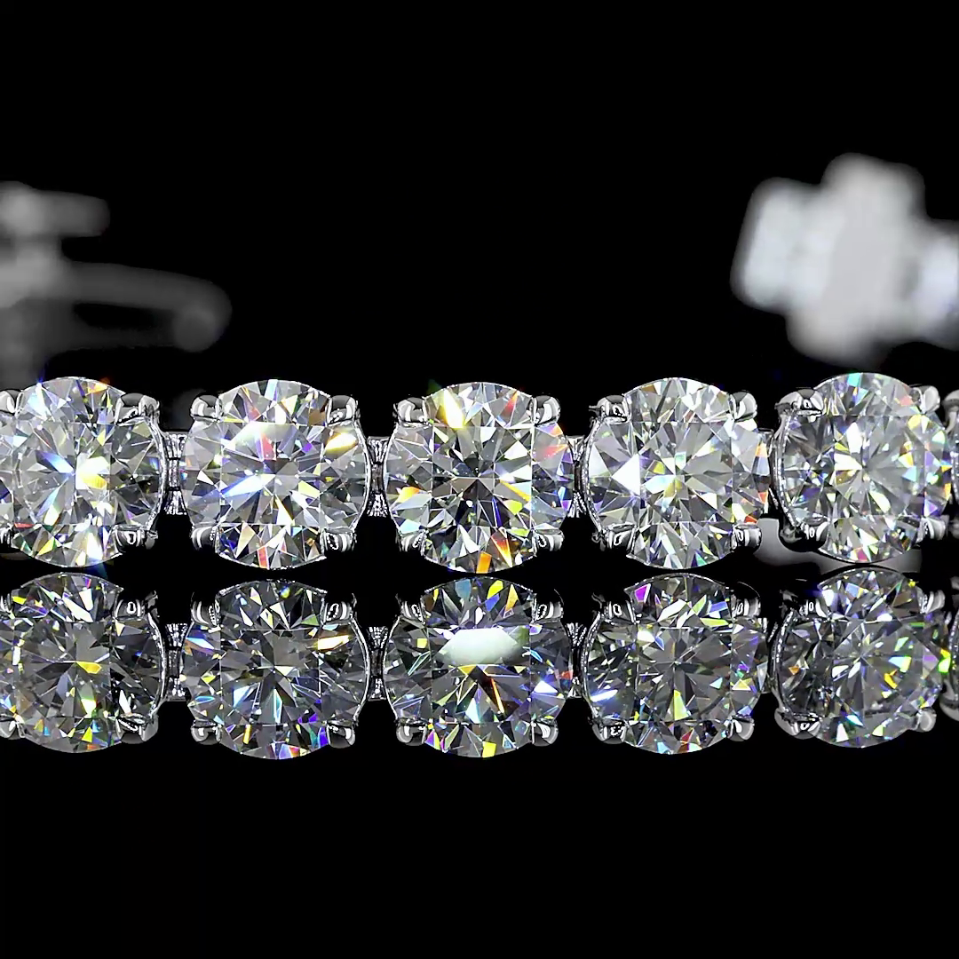 Lab-Grown 12.02 Carat Round E-VS Diamond 14K White Gold Tennis Bracelet
