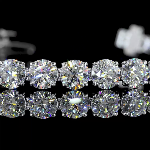 Lab-Grown 12.02 Carat Round E-VS Diamond 14K White Gold Tennis Bracelet