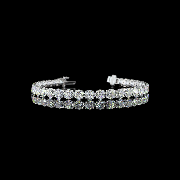 Lab-Grown 15.15 Carat Round E-VS Diamond 14K White Gold Tennis Bracelet
