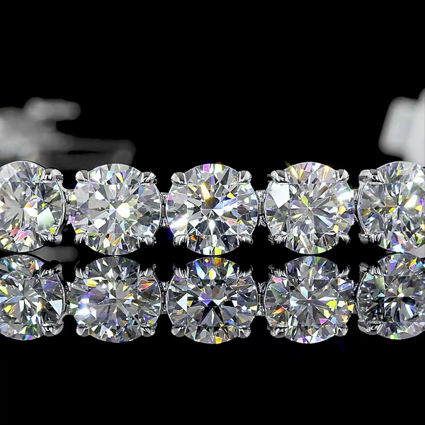 Lab-Grown 15.15 Carat Round E-VS Diamond 14K White Gold Tennis Bracelet