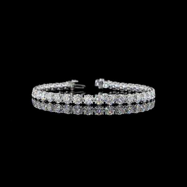 Lab-Grown 15.36 Carat Round E-VS Diamond 14K White Gold Tennis Bracelet