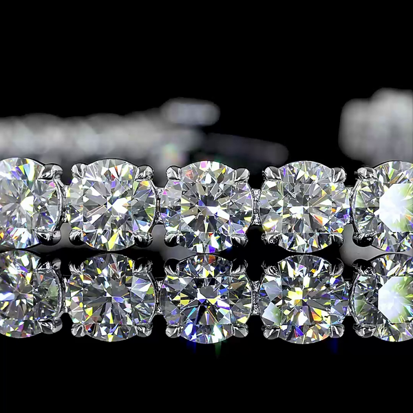 Lab-Grown 15.36 Carat Round E-VS Diamond 14K White Gold Tennis Bracelet