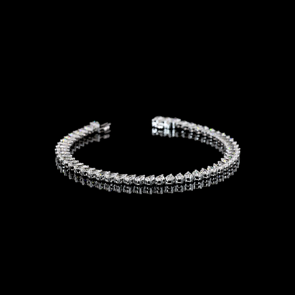 Lab-Grown 8.86 Carat Pear E-VS1 Diamond 14K White Gold Tennis Bracelet