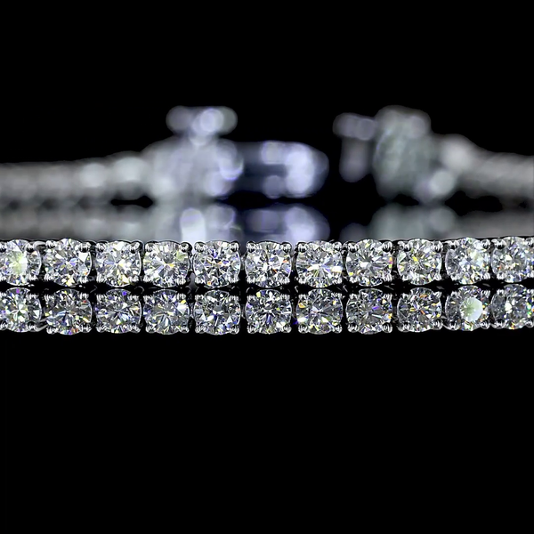 Lab-Grown 5.47 Carat Round F-VS2 Diamond 14K White Gold Tennis Bracelet