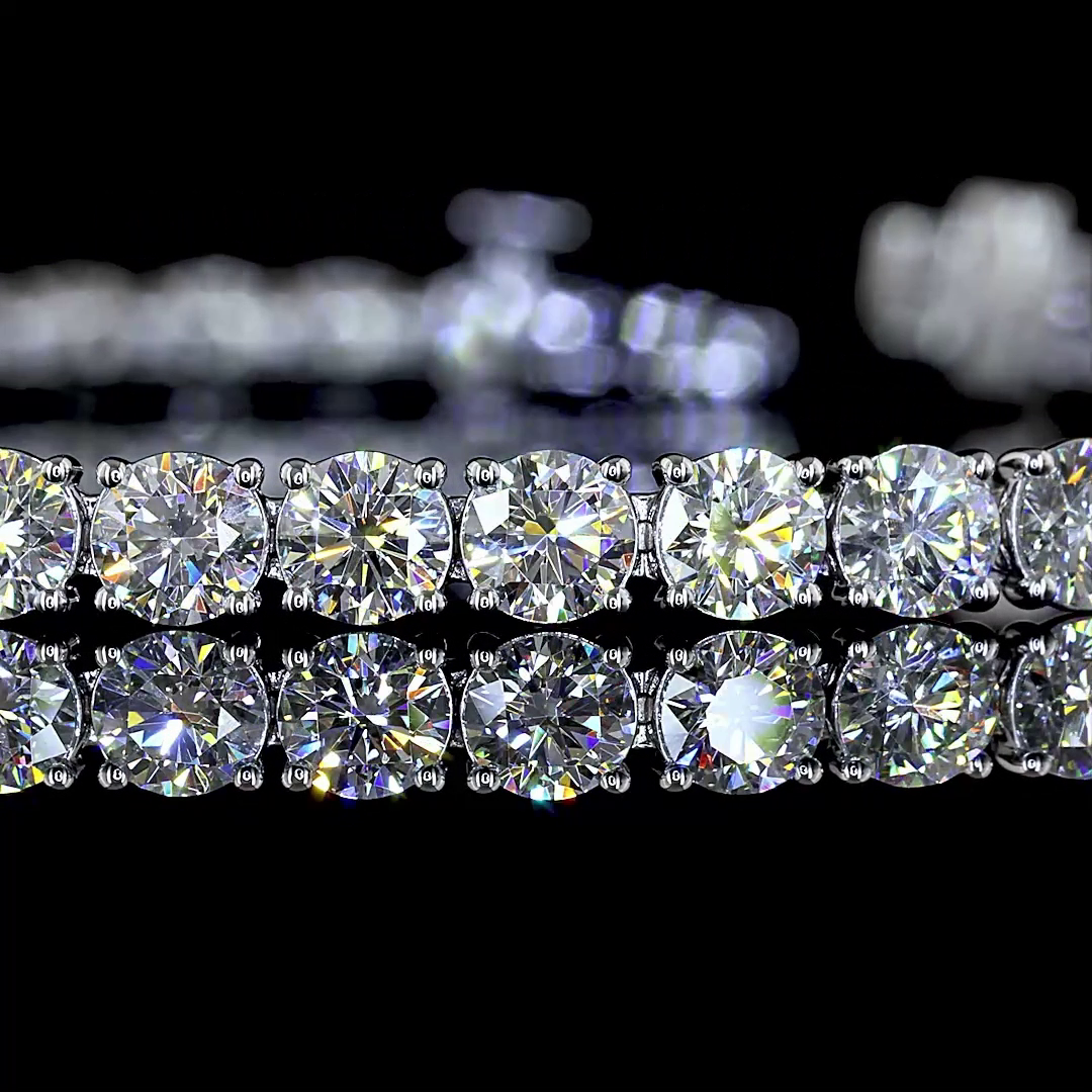 Lab-Grown 7.51 Carat Round E-VS Diamond 14K White Gold Tennis Bracelet