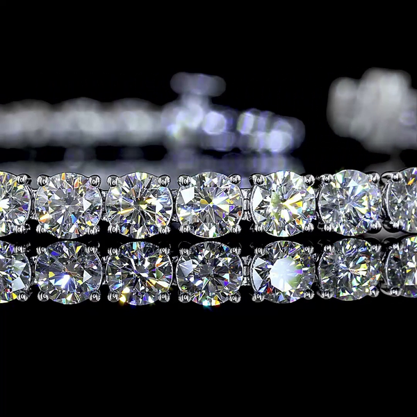 Lab-Grown 7.51 Carat Round E-VS Diamond 14K White Gold Tennis Bracelet