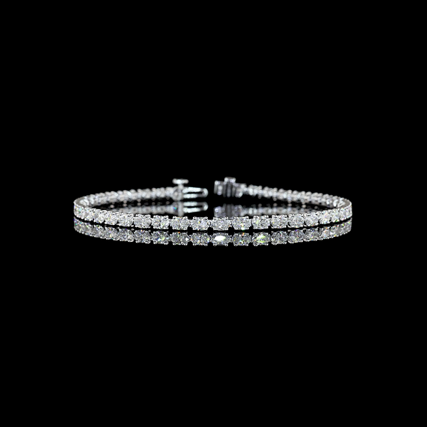 Lab-Grown 5.05 Carat Oval E-VS Diamond 14K White Gold Tennis Bracelet