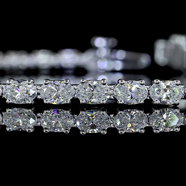 Lab-Grown 5.05 Carat Oval E-VS Diamond 14K White Gold Tennis Bracelet