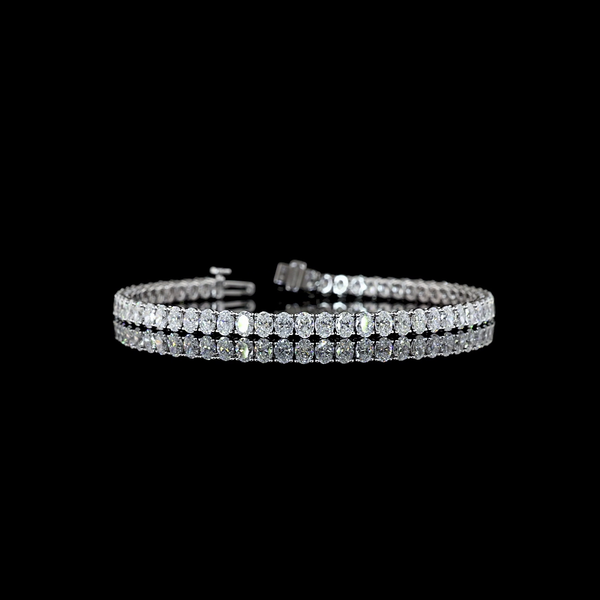 Lab-Grown 6.87 Carat Oval E-VS Diamond 14K White Gold Tennis Bracelet